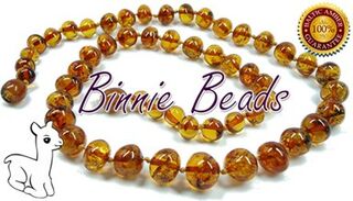 Amber Teething Necklace - Cognac