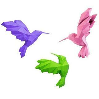 Hummingbirds origami wall decor